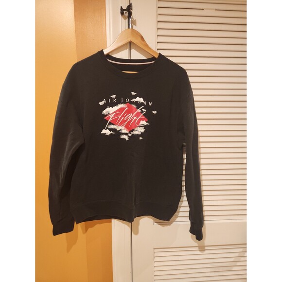 Nike Air Jordan Flight Logo Black Pullover Sweatshirt Men's M - Picture 1 of 5